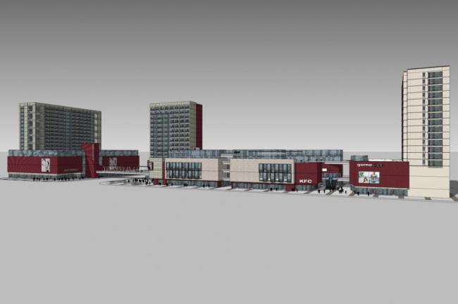 SketchUp Business Model: Modern Multi-Story Commercial Street Design