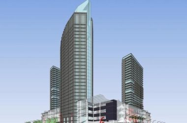 SketchUp Complex Model: Multi-Story High-Rise Mixed-Use Commercial and Office Building in Modern Style-BIM WORLD