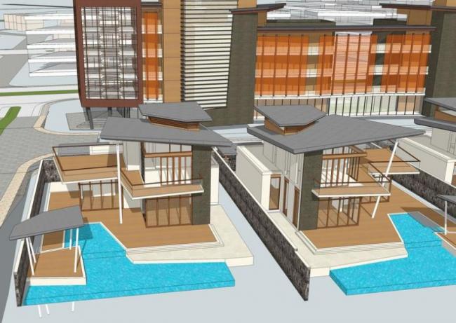 Modern Multi-Story Hotel Model in SketchUp