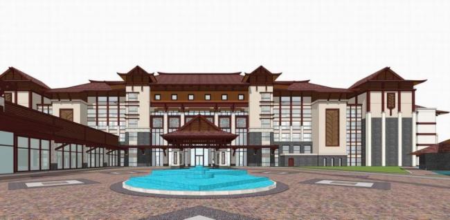 SketchUp Multi-Story Residential Model | Southeast Asian Classical Architecture