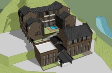 SketchUp Business Model: Multi-Story Mountain Club and Commercial Building in Modern Chinese Style-BIM WORLD