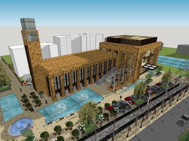 SketchUp Business Model: Multi-Story Sales Center and Modern Commercial Office Building