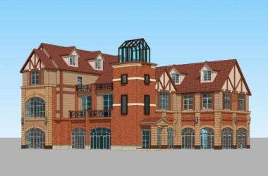 SketchUp Business Model: Multi-Story Sales Office and Commercial Building in Simplified Classical European Style-BIM WORLD