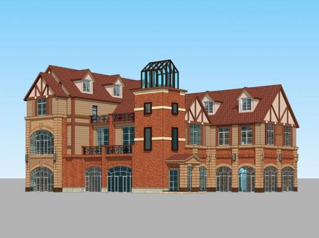 SketchUp Business Model: Multi-Story Sales Office and Commercial Building in Simplified Classical European Style