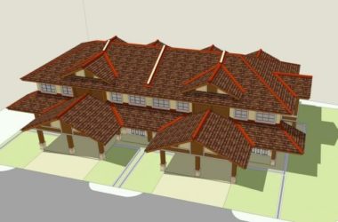 SketchUp Business Model: Multi-Story American Neoclassical Clubhouse with Sloping Roof Commercial Design-BIM WORLD