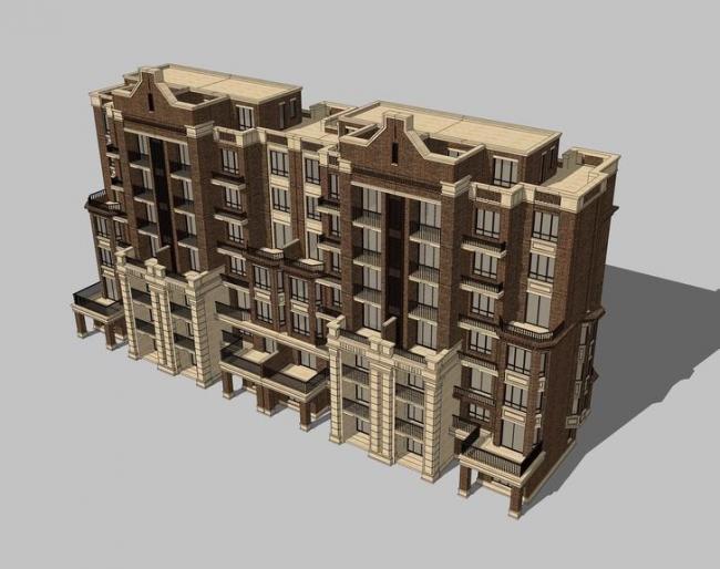 SketchUp Multi-Story British Classical Residential Building Model