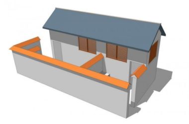 Modern Park Toilet Sketch Model with Sloping Roof in SketchUp-BIM WORLD