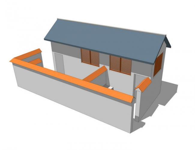 Modern Park Toilet Sketch Model with Sloping Roof in SketchUp