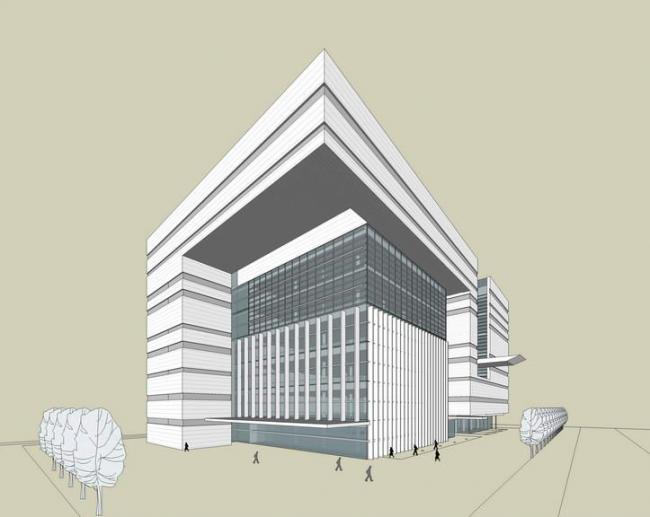 Modern Multi-Story Office Building Model in SketchUp