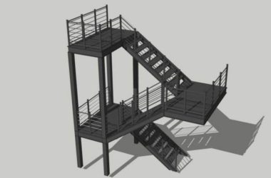 Modern Steel Staircase Components in SketchUp Material Models-BIM WORLD