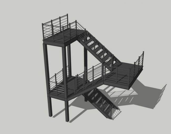 Modern Steel Staircase Components in SketchUp Material Models
