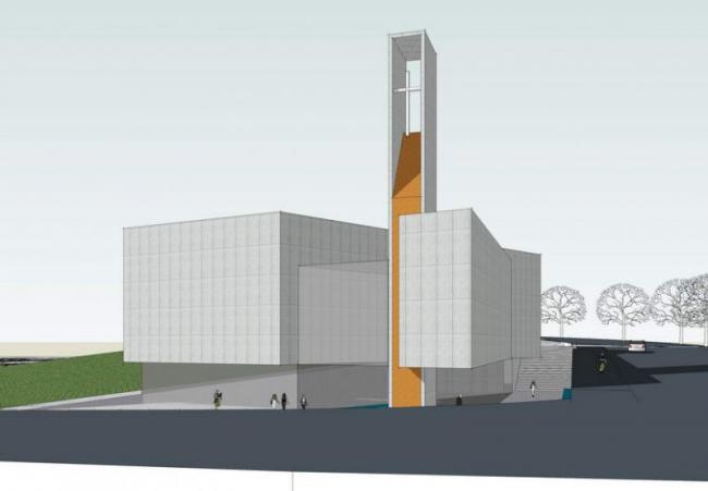 SketchUp Cultural Model: Modern Multi-Story Church Architecture