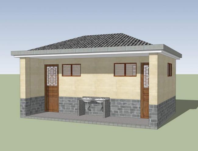 Chinese-Style Toilet Sketch Model in SketchUp