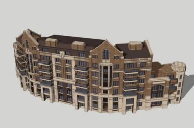 SketchUp Model of a Multi-Story Classical Commercial and Residential Building in the Republic of China-BIM WORLD
