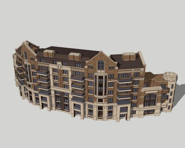 SketchUp Model of a Multi-Story Classical Commercial and Residential Building in the Republic of China