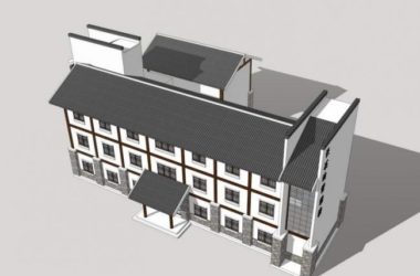 SketchUp Residential Model: Multi-Story Chinese-Style Home with Management Office-BIM WORLD