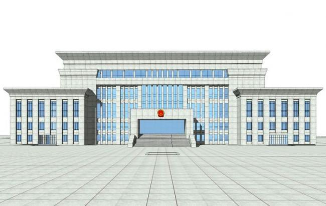 SketchUp Model of a Multi-Story Administrative Office in Simplified European Style