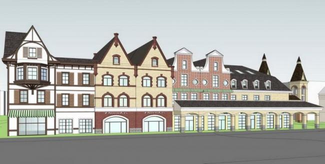 SketchUp Business Model: Multi-Story European-Style Classical Street-Side Commercial Building
