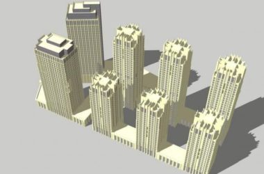 SketchUp Model of a High-Rise Residential Building in Art Deco and Classical Styles-BIM WORLD