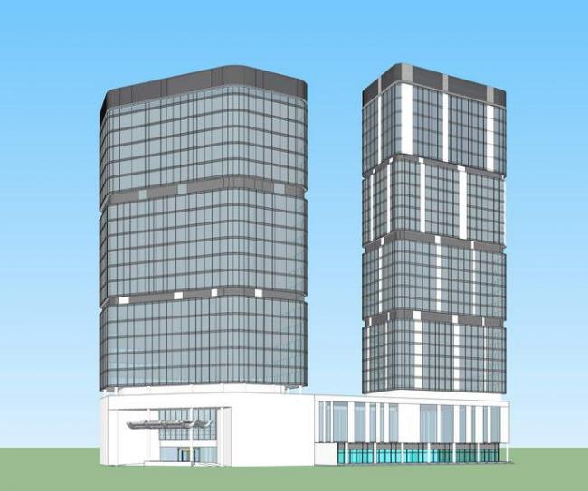 Modern High-Rise Hotel Model in SketchUp