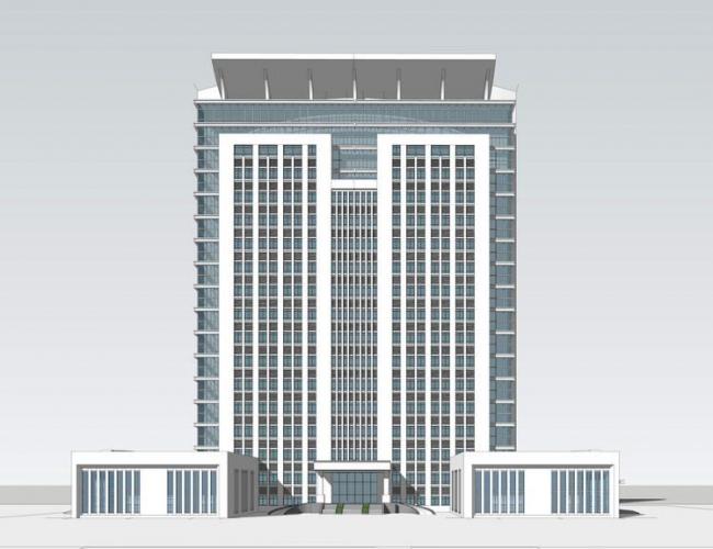 Modern High-Rise Office Building Model in SketchUp