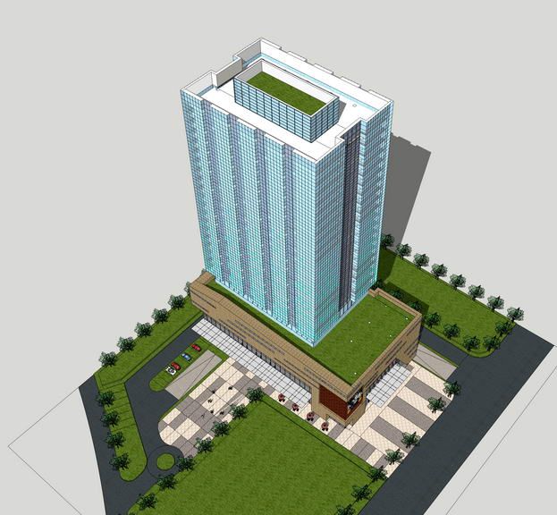 Modern High-Rise Office Building Model in SketchUp