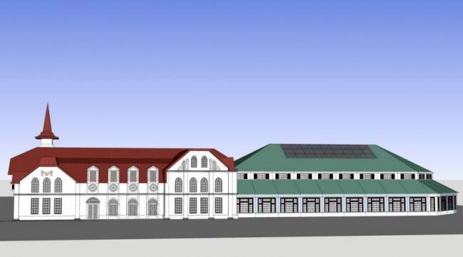 SketchUp Model of a Multi-Story Sports Center Featuring Southeast Asian and Classical Design Styles