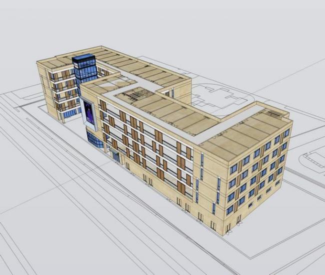 Modern Multi-Story Office Building Model in SketchUp