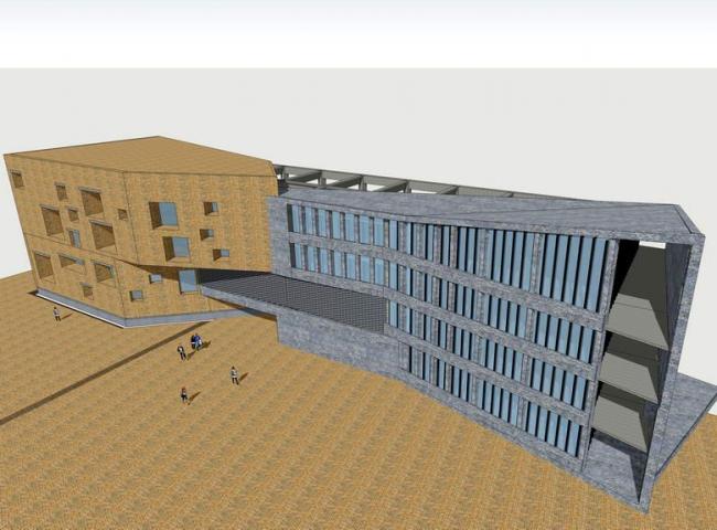 SketchUp Business Model: Modern Multi-Story Clubhouse and Commercial Building Design