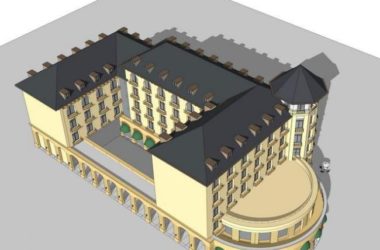 SketchUp Multi-Story Corner Hotel Model in Classic French Style-BIM WORLD