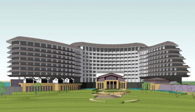 High-Rise Hotel Model in New Chinese Style | SketchUp Design