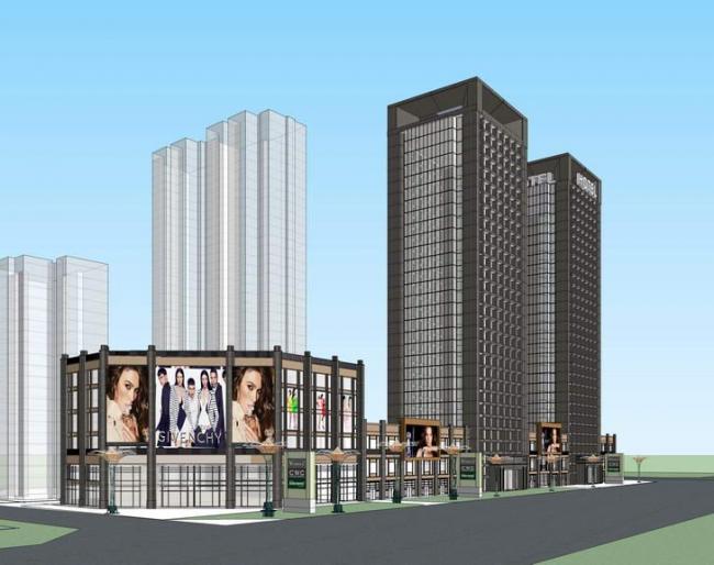 Modern High-Rise Hotel with Ground Floor Commercial Space | SketchUp Model