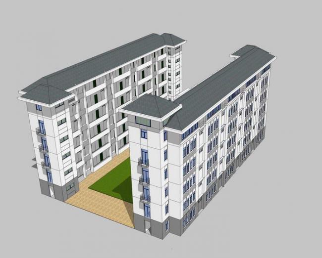 SketchUp Residential Model: Multi-Story Chinese-Style Dormitory Apartment