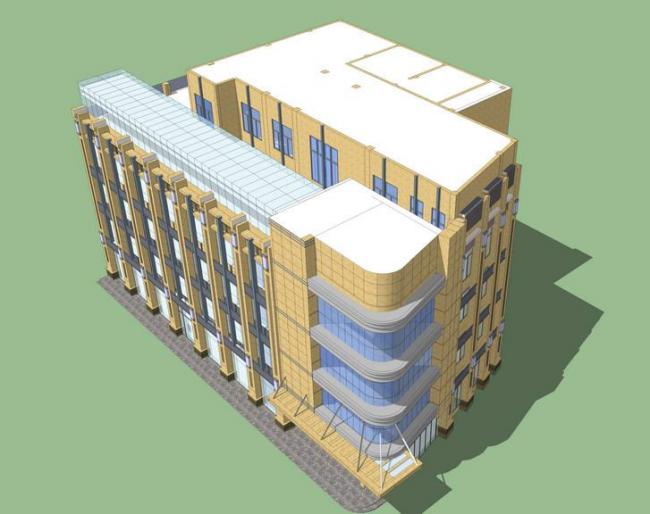 Modern Multi-Story Office Building Model in SketchUp