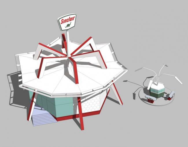 Modern Small Gas Station and Transportation Hub on Station Road | SketchUp Design
