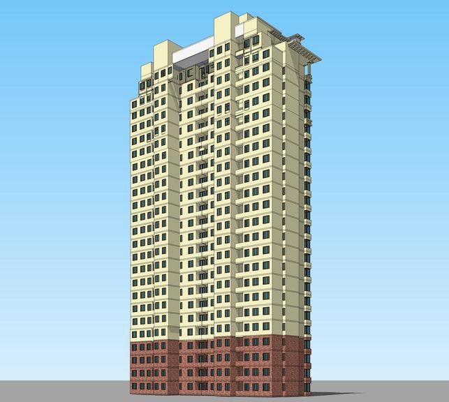 SketchUp Residential Model: Classical High-Rise Apartment Building in Tuscany, Spain