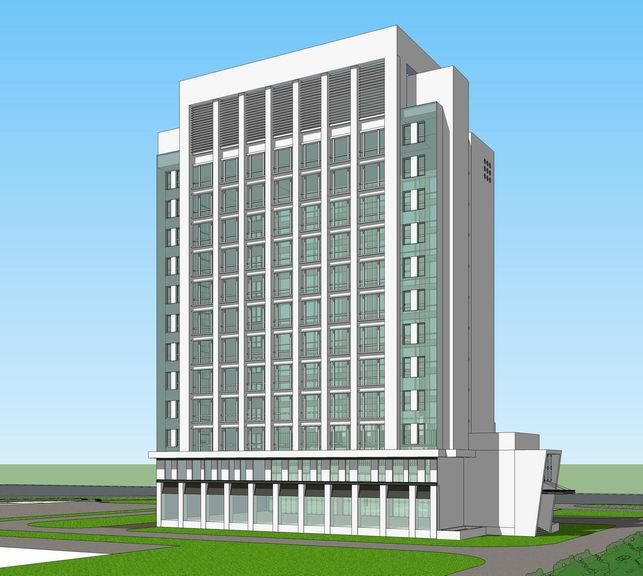 Modern High-Rise Hospital Model in SketchUp: Contemporary Medical Building Design