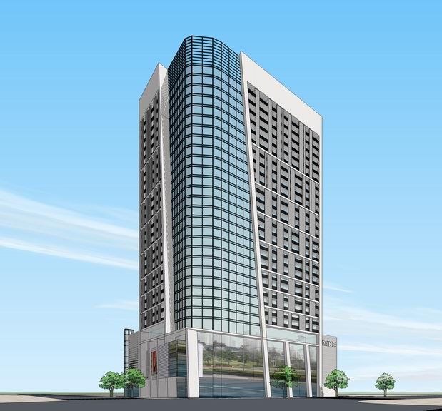 Modern High-Rise Office Building Model in SketchUp