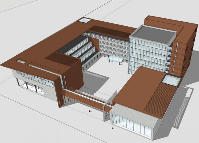 Modern Multi-Story Hotel Model in SketchUp