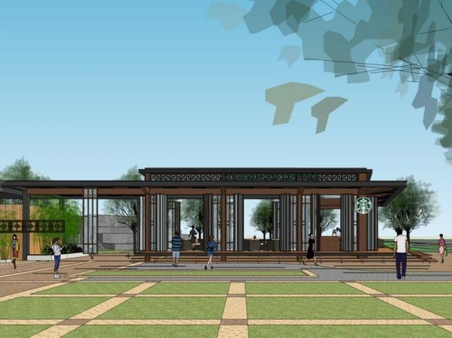 SketchUp Business Model: Multi-Story Commercial Building with Modern Chinese Design