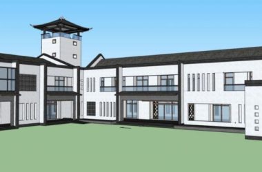 SketchUp Business Model: Multi-Story Clubhouse in Modern Chinese Style Commercial Architecture-BIM WORLD