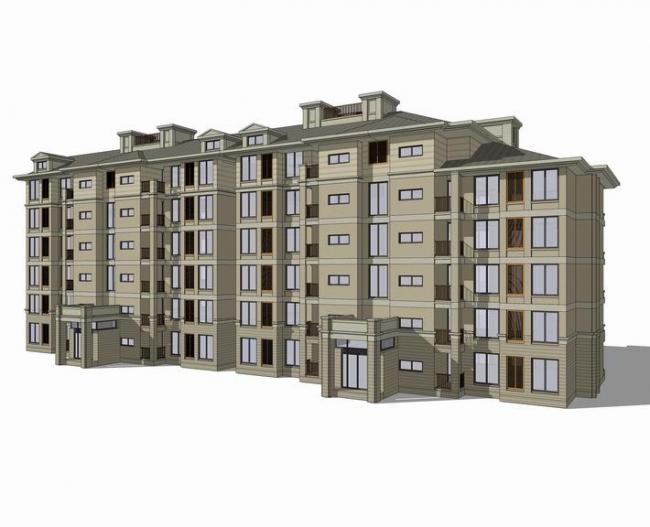 French-Style Multi-Story Residential Model in Classical Architecture | SketchUp Design
