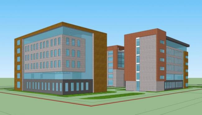 Modern Multi-Story Office Building Model in SketchUp | Industrial Architectural Design