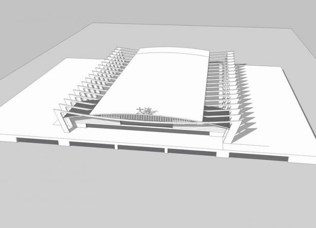 SketchUp Design: Modern Multi-Story High-Speed Railway Station and Bridge Architecture