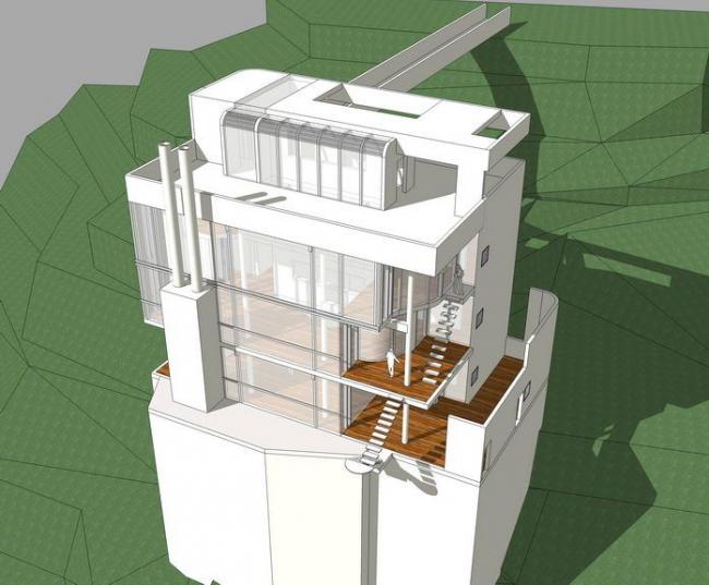 Modern Multi-Story Mountain Residence SketchUp Model Inspired by Meier