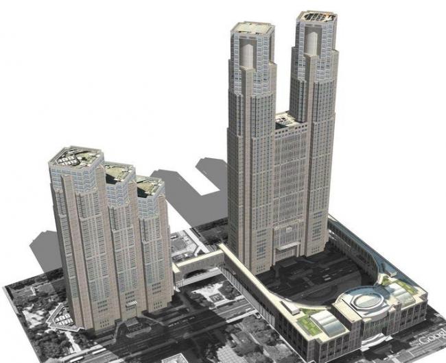 SketchUp Model of Tokyo Metro Government’s Classical-Style Super High-Rise Office Building