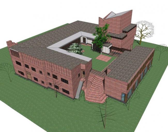 Shannasiro Town Center: Neoclassical Multi-Story Cultural Architecture Sketchup Model