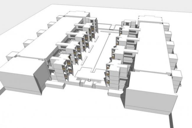SketchUp Model of the Salk Institute: Modern Multi-Story Office Design