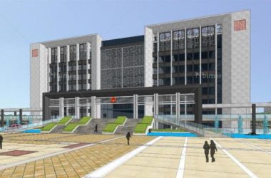 Modern Multi-Story Government Office Building with Landscape and Water Features in New Chinese Style-BIM WORLD