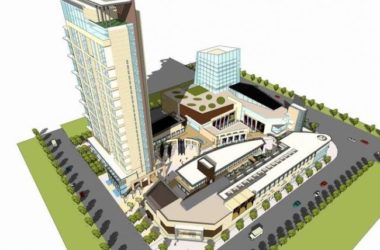 Modern High-Rise Office Building with Ground Floor Retail | SketchUp Model-BIM WORLD